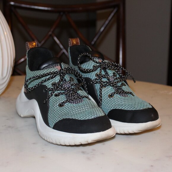 SAM EDELMAN MEENA SNEAKER SHOES US SIZE 6.5 GREEN BLACK WHITE - Picture 2 of 13